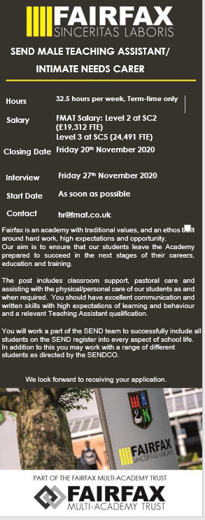 Male Teaching Assistant - Intimate Needs Carer